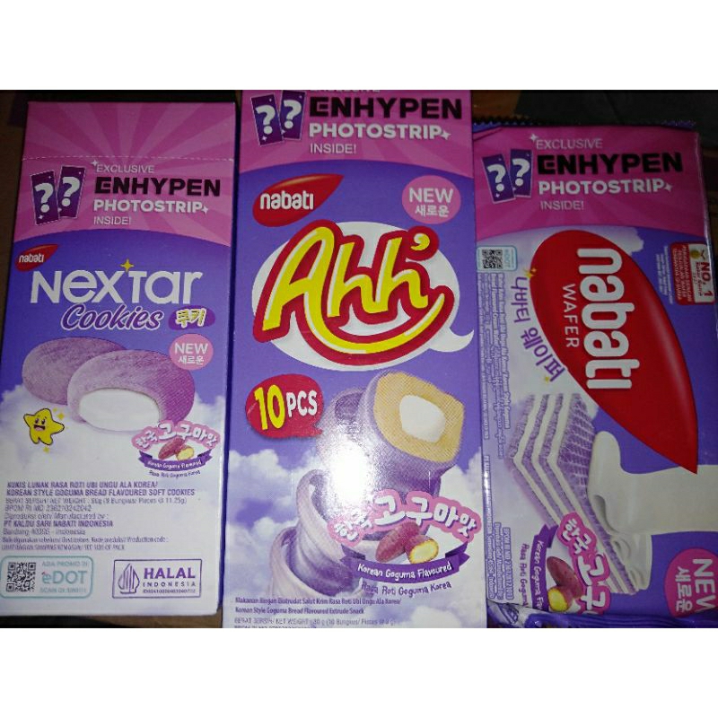 

Nabati X Enhypen Korean Goguma Nextar, Ahh, Wafer Dapat Freebies Packing Kardus dan Bubblewarp