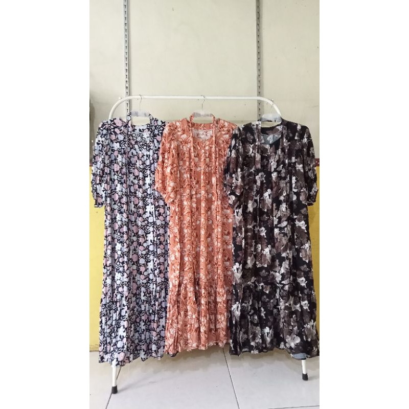 LONG DRESS RAYON PREMIUM LENGAN BALON