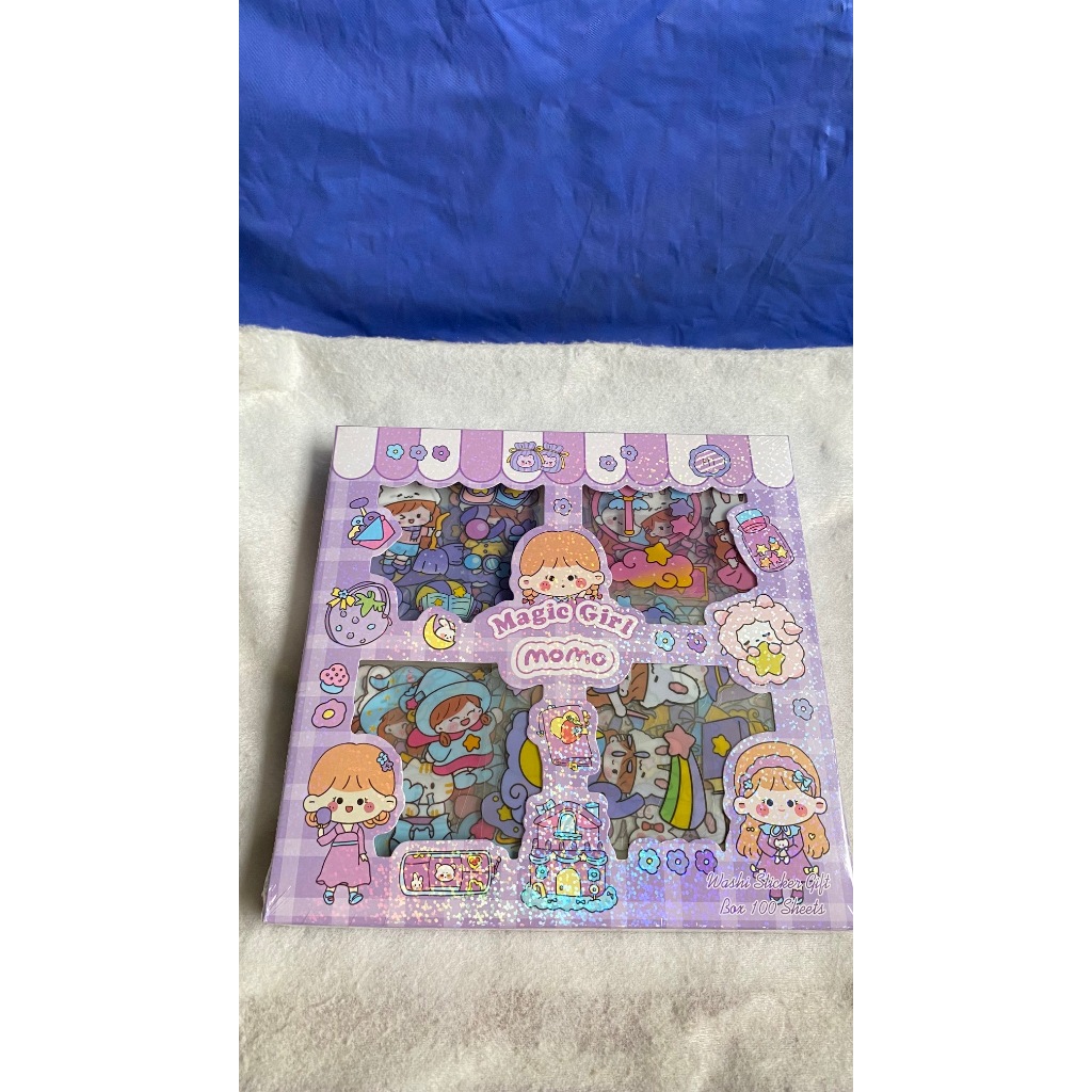 

Sticker Lucu 2D MOMO Ungu Isi 100 Lembar Per Box