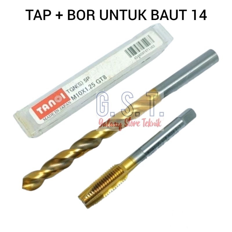 paket mata bor tap baut 14. M10×1.25 TANOI dan Mata Bor 8.8mm Hartner bekas mulus