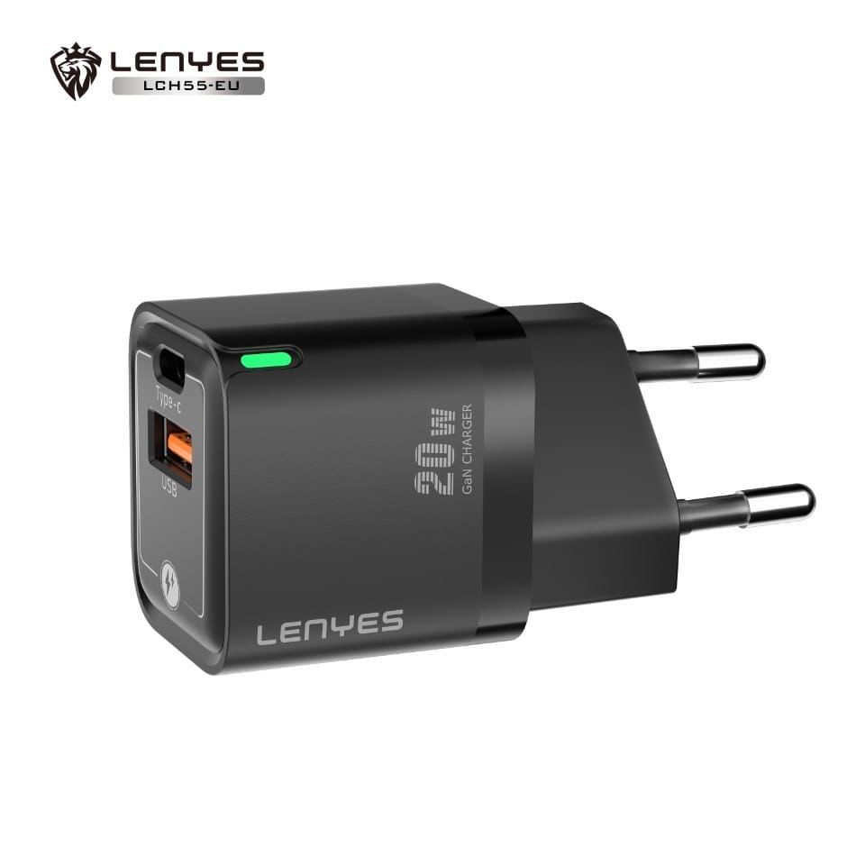 LENYES LCH55 Adaptor Fast Charging PD 20W Kepala Casan Dual Port Charger