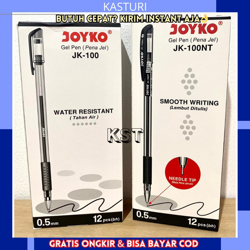 

Pen Bolpen Gel JK-100 Joyko ( 12 PCS ) / PENA PULPEN JOYKO TINTA HITAM LUSINAN