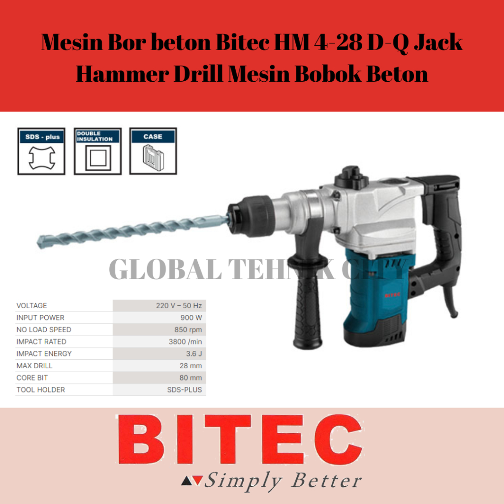 Mesin Bor beton Bitec HM 4-28 D-Q Jack Hammer Drill Mesin Bobok Beton