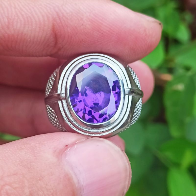 Cincin Batu Kecubung Amethyst Cutting