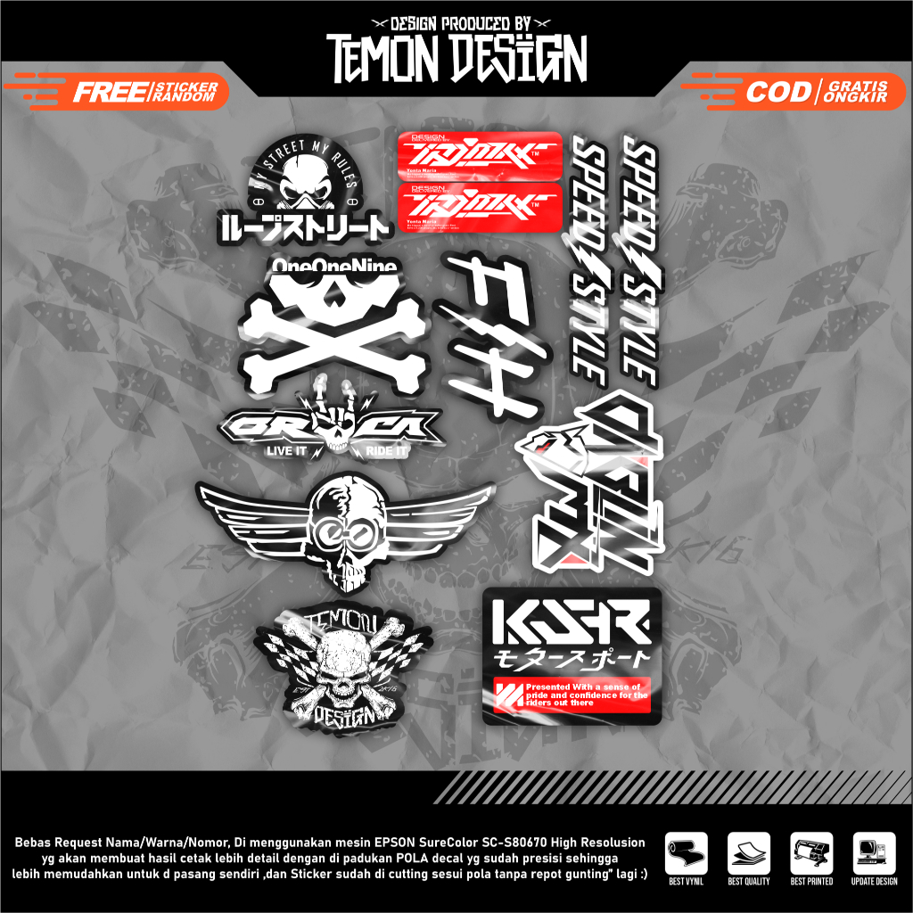 

STICKER PACK SUPERMOTO HEREX ISI 12 PCS