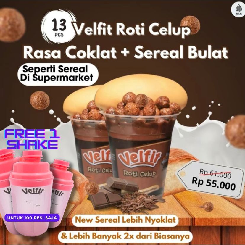 

[FREE SHAKE] BEST CHOICE 13Pcs Velfit Roti Celup Rasa coklat + SEREAL Lebih BANYAK & lebih KENYANG