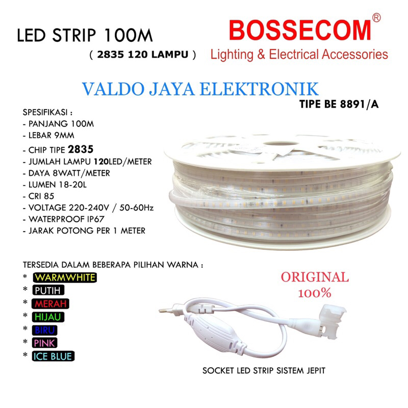 BOSSECOM LED STRIP 120 Led / Meter Waterproof 2835 IP67