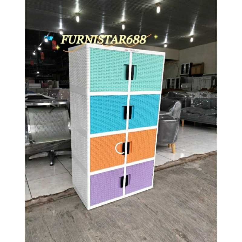 LEMARI PLASTIK PAKAIAN 4 SUSUN FAWSLINE/ LEMARI PLASTIK TERBARU