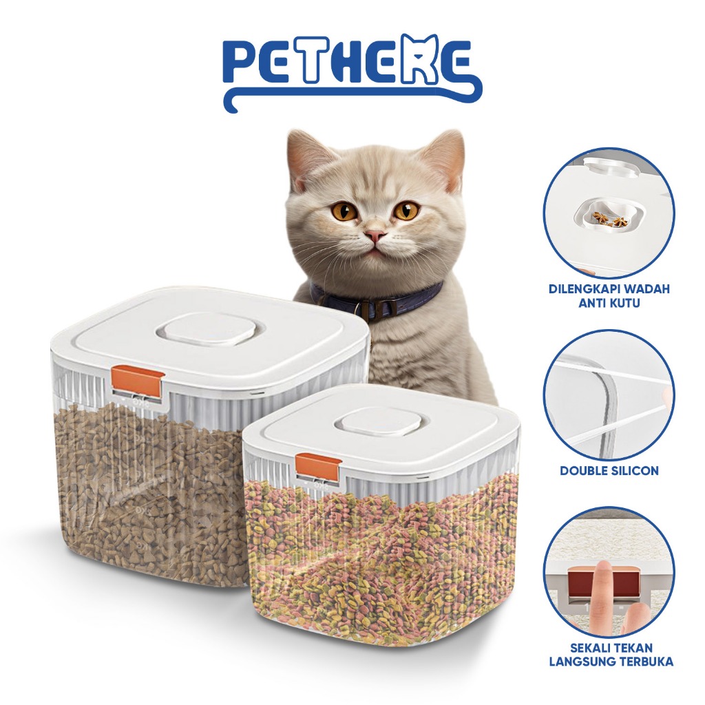 PET THERE 5kg/10kg Tempat Penyimpanan Makanan Hewan Transparan/ Pet Food Dispenser Box/Pet Food Stor