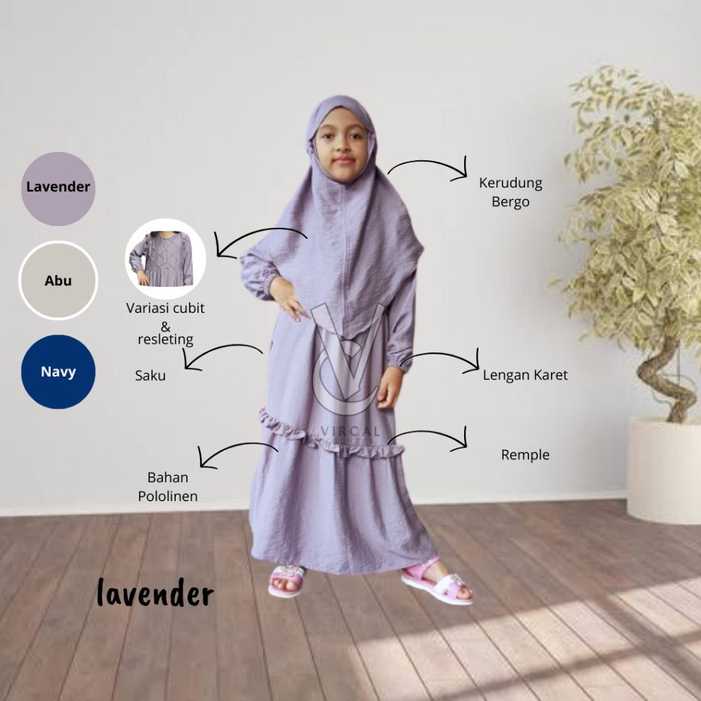 Gamis Lebaran Anak Polos Pololinen/gamis pololinen 3-15 tahun/gamis tanggung/gamis anak tanggung
