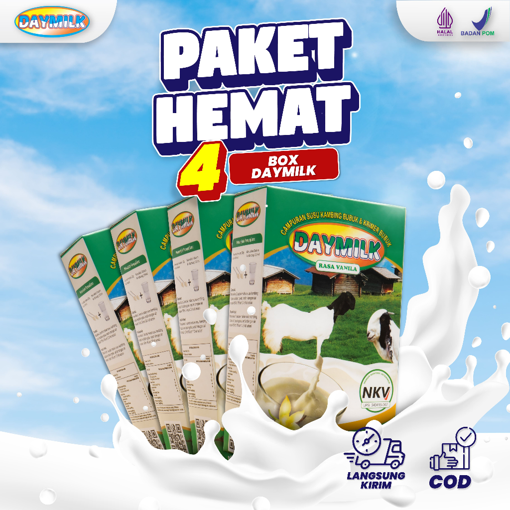 

Daymilk Vanilla - Paket Sehat 4 Box Susu Kambing Etawa Atasi Masalah Pencernaan Maag Asam Lambung