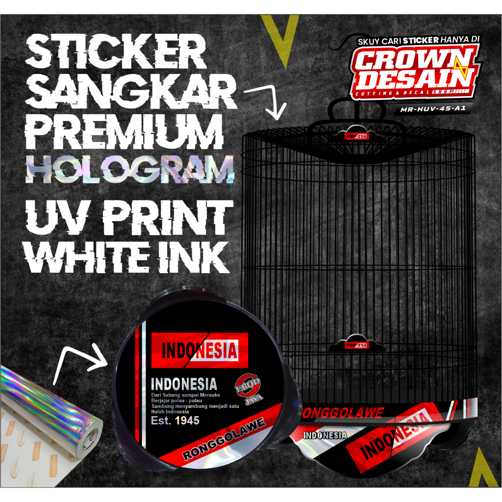 DECAL SANGKAR MURAI NO 1 2 3 VARIASI HOLOGRAM UV - STIKER DECAL SANGKAR TEBOK BULAT MOTIF INDONESIA 