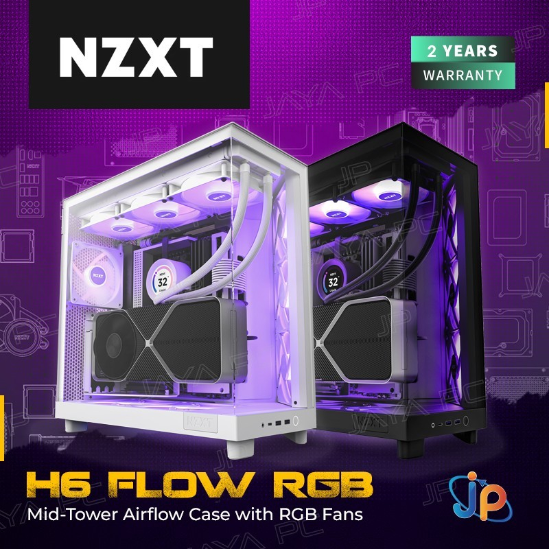 NZXT H6 Flow RGB Gaming Case - Tempered Glass Casing