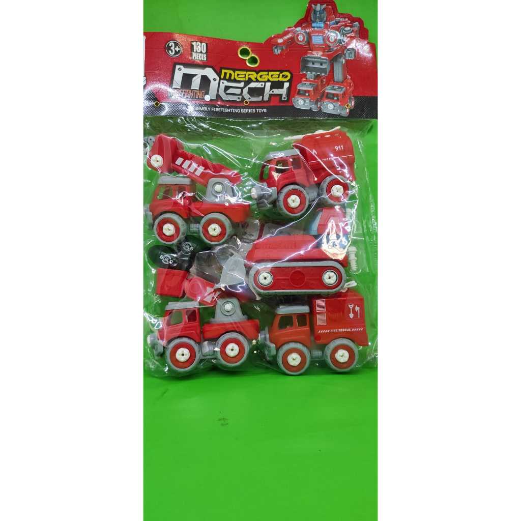 MAINAN MOBIL PEMADAM KEBAKARAN FIRE ROBOT / MAINAN ANAK SET MOBIL 5IN1 FIRE ROBOT KANTONG LY042A