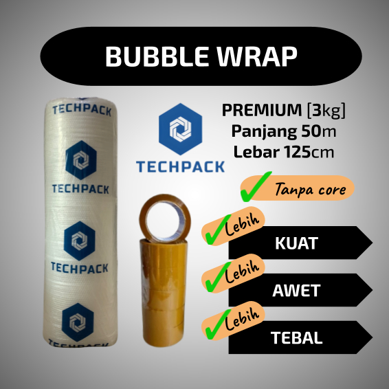 

HJK Plastik Bubble Wrap Roll Bening Putih 125 cm x 50 m Premium Tebal 125cm x 50m TECHPACK Bable