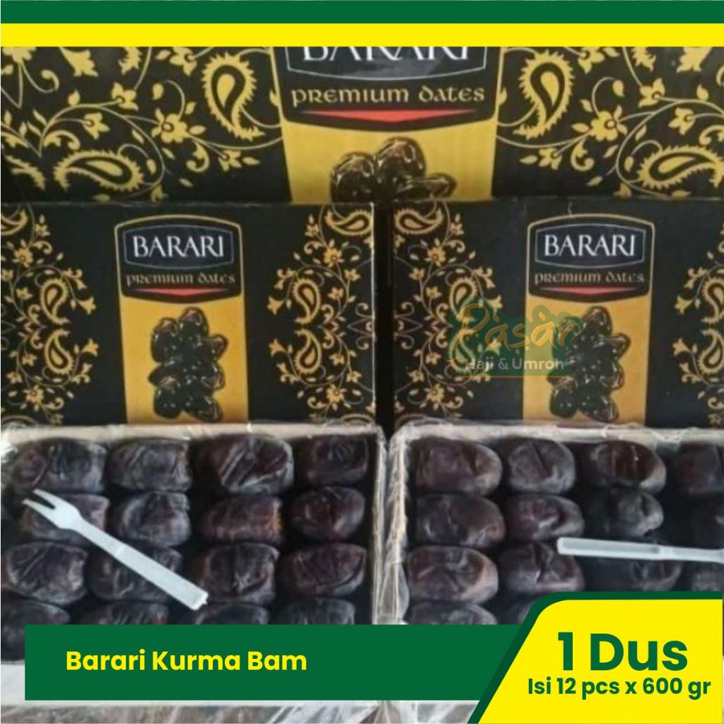 

Kurma Bam Barari Kurma Anggur Kurma Empuk 1 Dus isi 12 x 600 gr