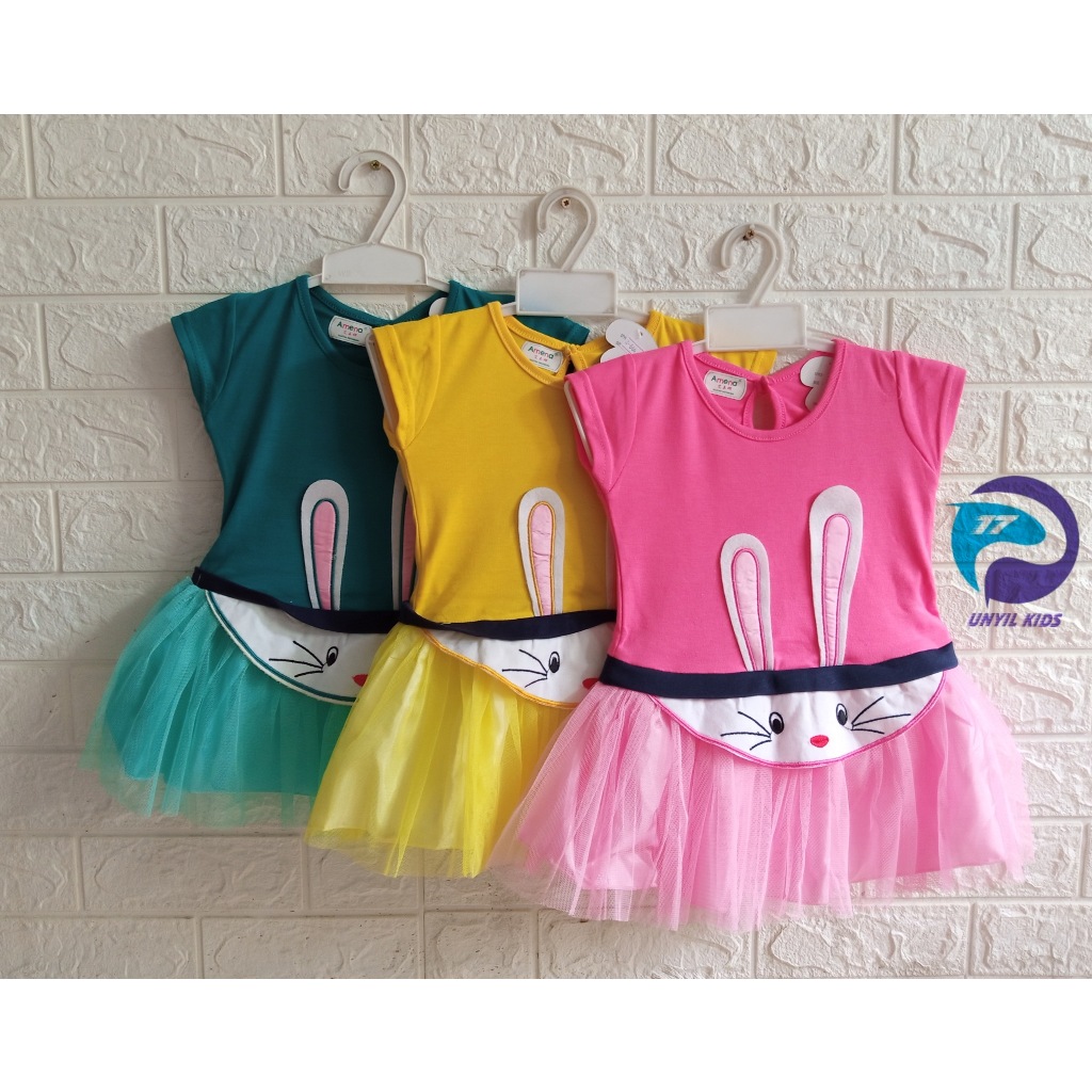 Dress Amena Setelan anak Motif Rabbit