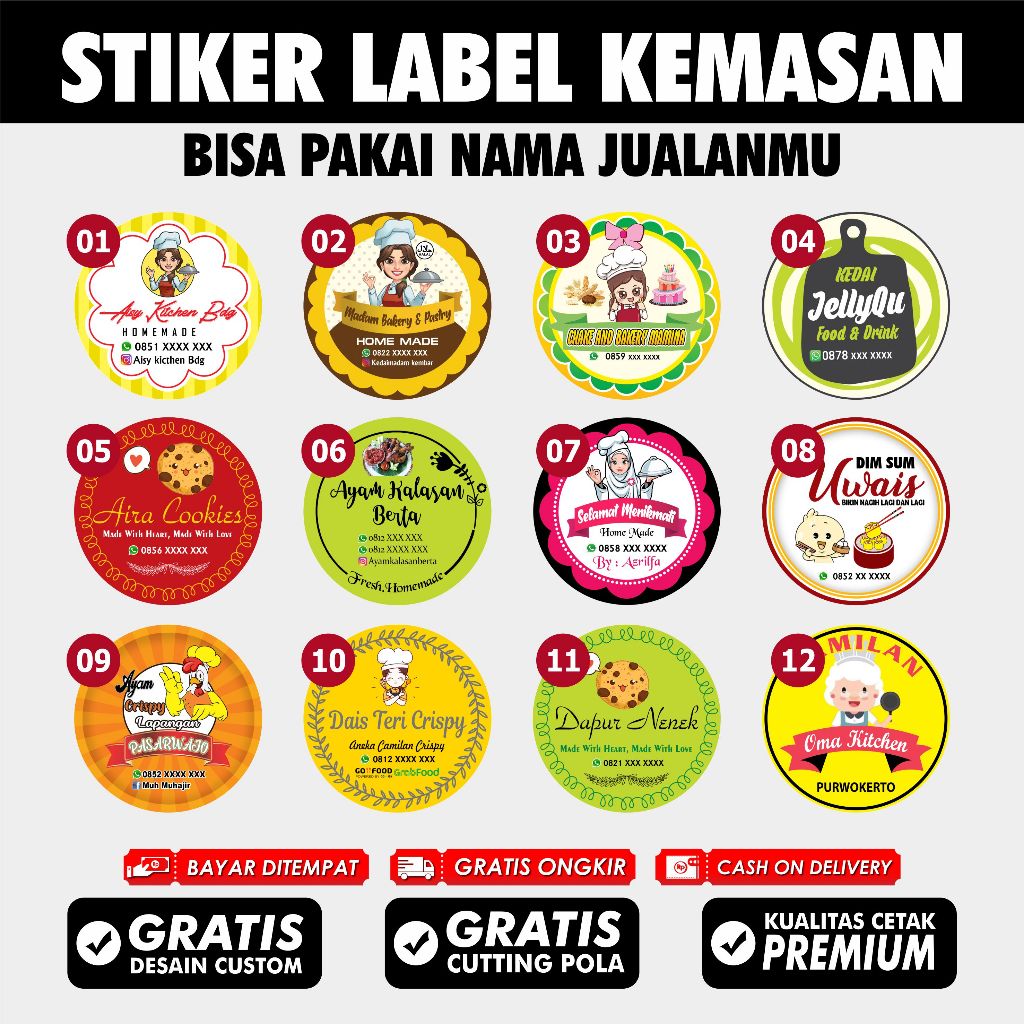 

CETAK STIKER LABEL KEMASAN A3 TRANSPARAN + CUTTING ( kotak, bulat, oval, custom )