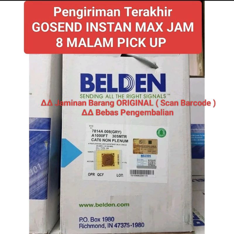 Kabel UTP cat 6 belden 7814A / belden cat 6/ kabel data cat 6/cat6  cat 6a cat 6 a