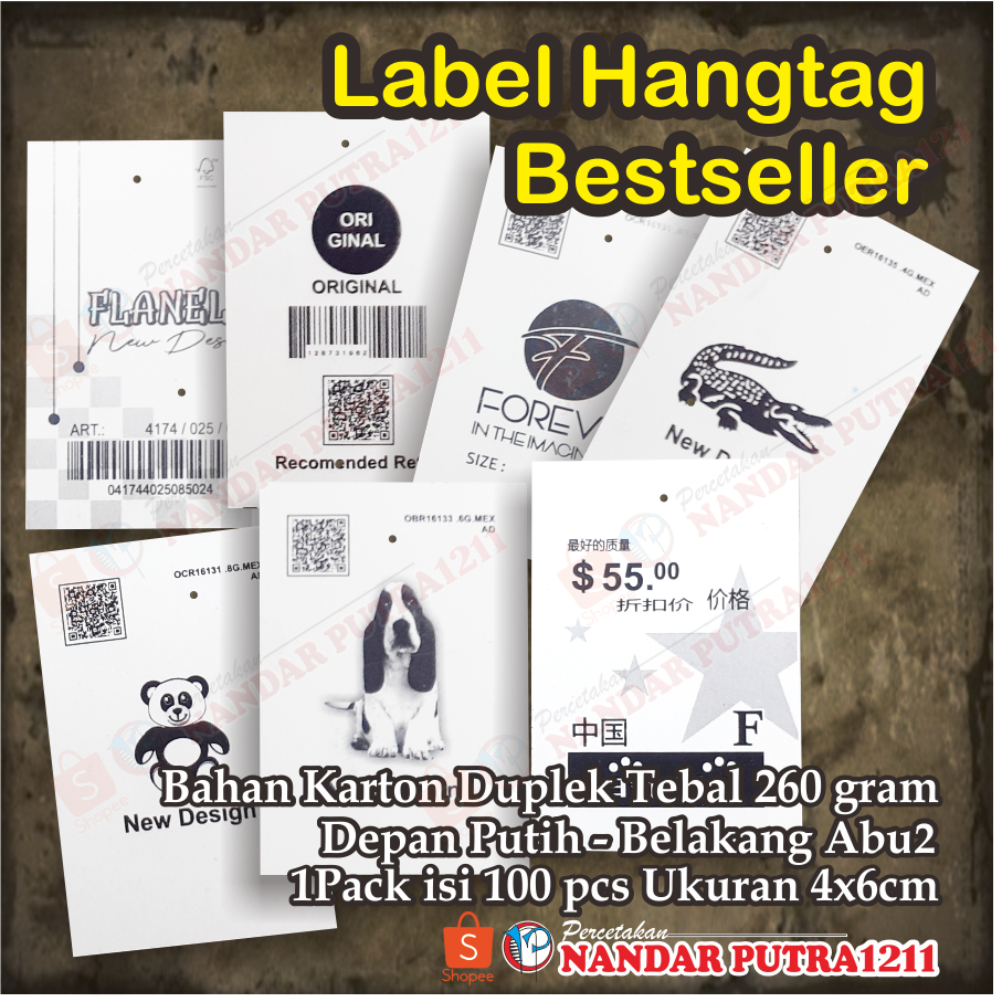 

(100 pcs) Label Hangtag Baju Bestseller/Handtag Celana/Hengteg Kaos