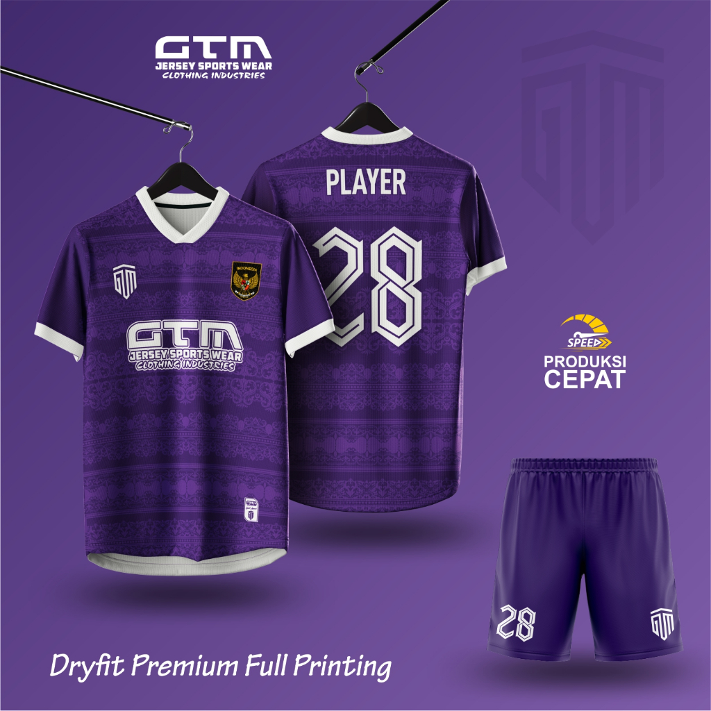 JERSEY BOLA FUTSAL UNGU MOTIF BATIK ~ CUSTOM DESIGN GTM
