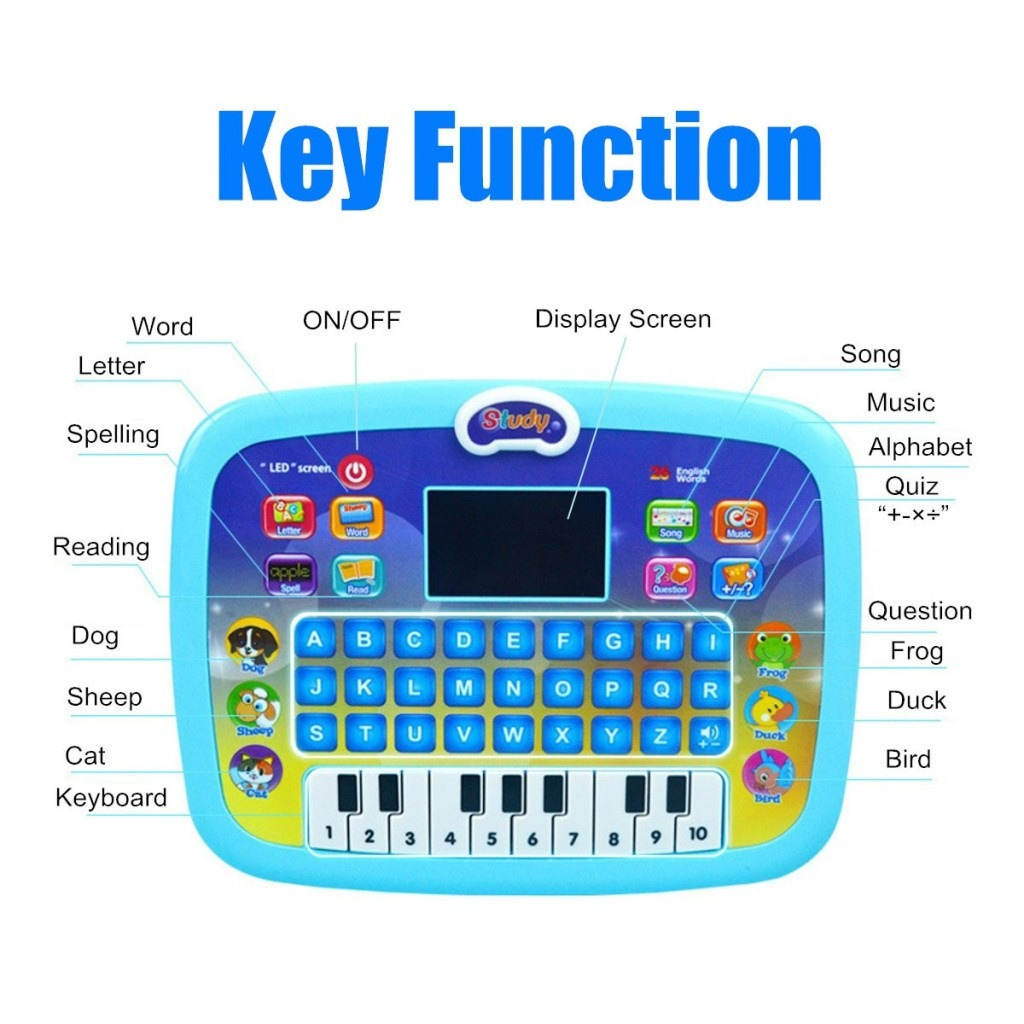 FUNTOY Mainan Belajar Tablet Belajar Huruf Anak Tablet Anak Pengenalan Kosakata Bahasa Inggris