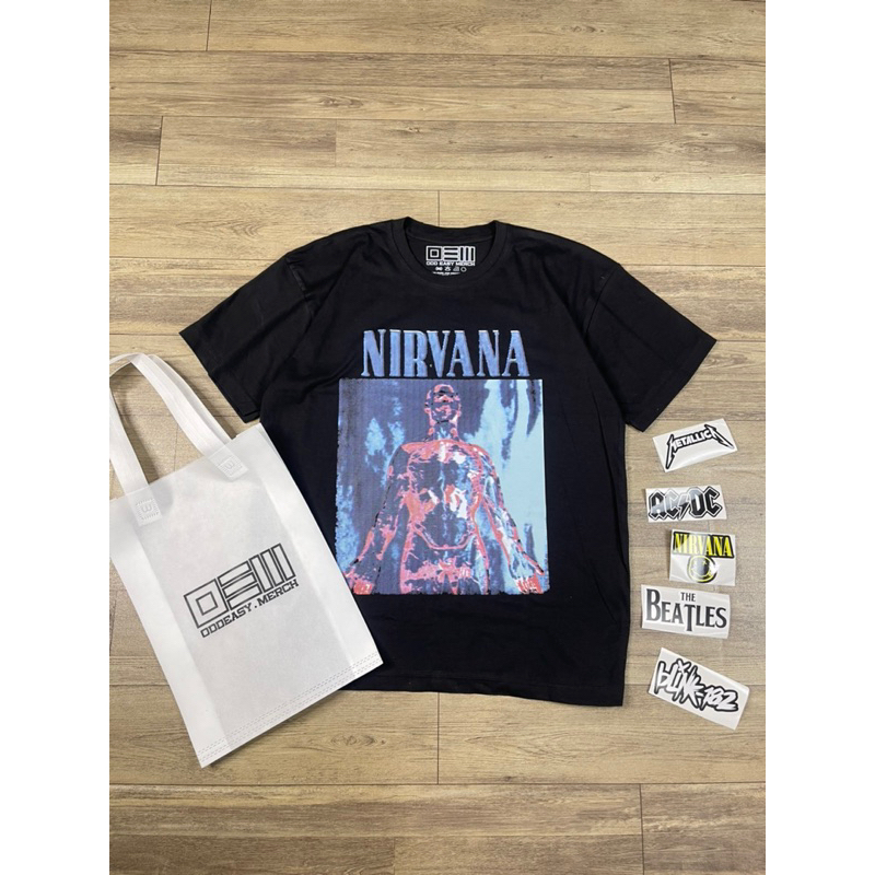 T-SHIRT KAOS NIRVANA SLIVER FREE BAG BONUS STICKER
