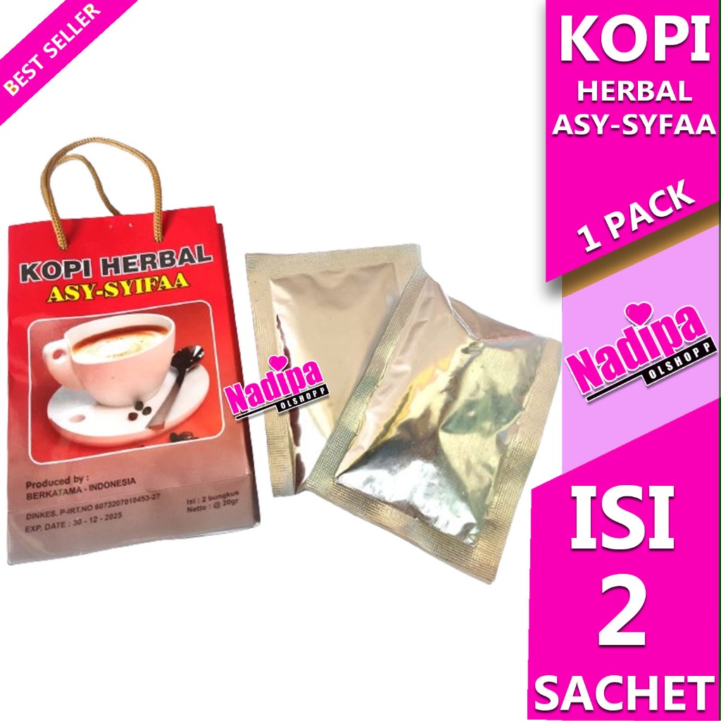 

KOPI HERBAL ASY- SYIFAA ASLI SATU PACK ISI 2 SACHET nadipa olshopp