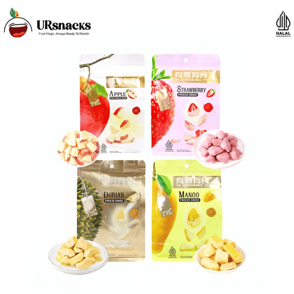 

Boom URSNACKS Bundle Of 4 Freeze Dried Keripik Sehat Durian Mango Strawberry Apple