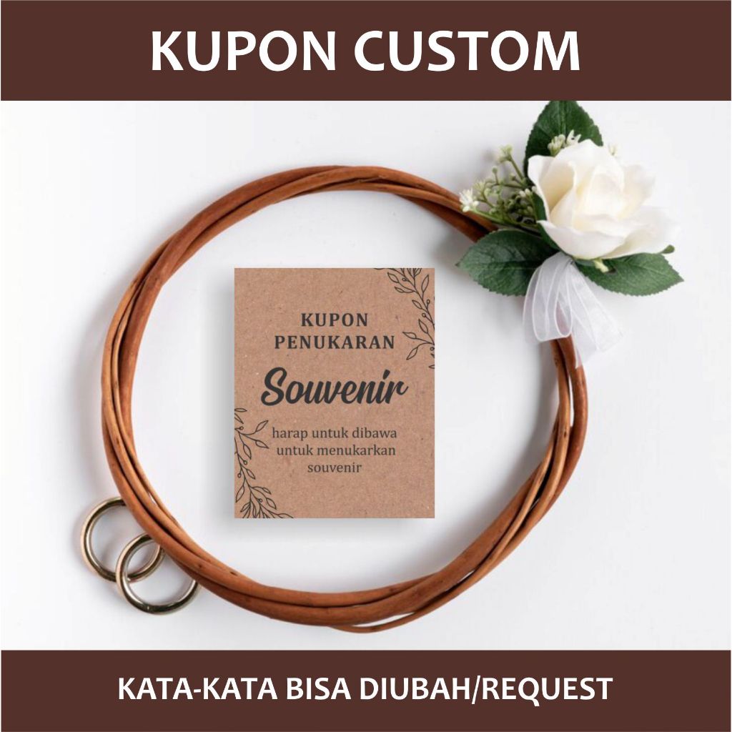 Kupon Penukaran Souvenir Makanan  Snack Konsumsi Photobooth Custom Bisa Ganti Kata Kata / Nama