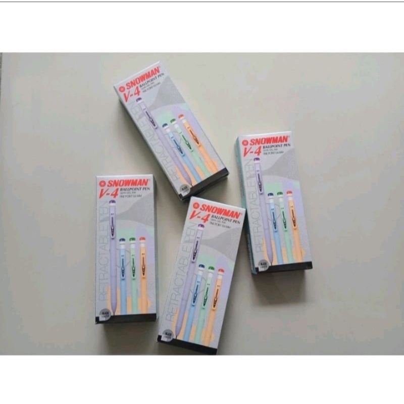 

1 Pack Pulpen Snowman V-4 Hitam 0.6mm Pastel Color