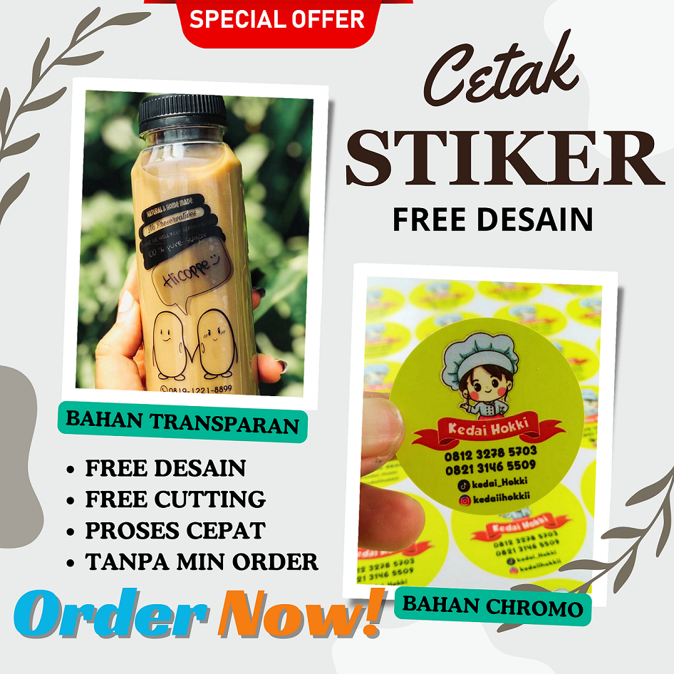 

Cetak Stiker Logo Label Makanan Minuman Bahan Sticker Bontak