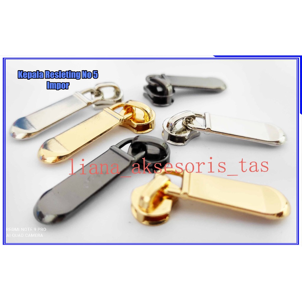 -Kepala Resleting Tas no 5 Impor (@1 biji) untuk daun resleting tas selempang, tas rajut, tas cewek,