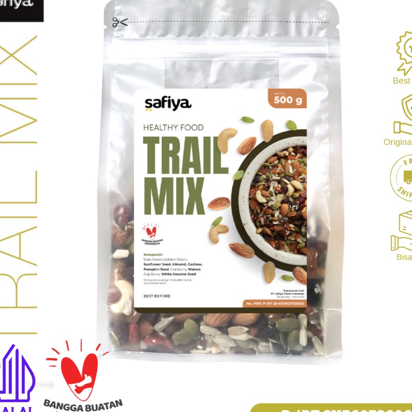 

HJ6 Trail Mix Original 5 Gram Dried Fruit Seed Nut Roasted Snack Sehat Safiya