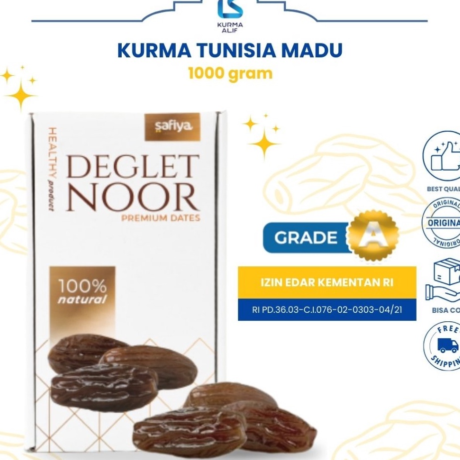 

HJ6 Kurma Tunisia Madu Deglet Noor 1 Kg Tunisia Tanpa Tangkai