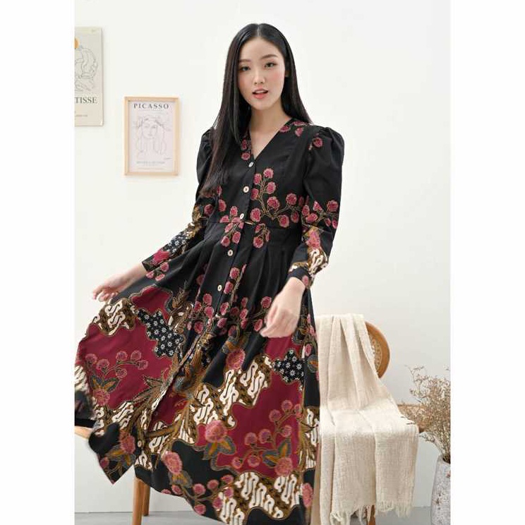 FLASH SALE Izma Gamis Batik Dress Batik Wanita Lengan Panjang Terusan Batik CouplIzma Gamis Batik Dr