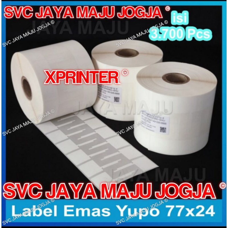 

[ XPRINTER ] 77 X 24 - 2 LINE YUPO SYNTHETIC - FACE IN - ISI 3.700 PCS || CORE 1" || LABEL BARCODE THERMAL TRANSFER - LABEL JEWELRY PERHIASAN BERLIAN DIAMOND EMAS GOLD SILVER - OPTIK KACAMATA || 77X24 - TT426B TT426 B TT 426B TT 426 B