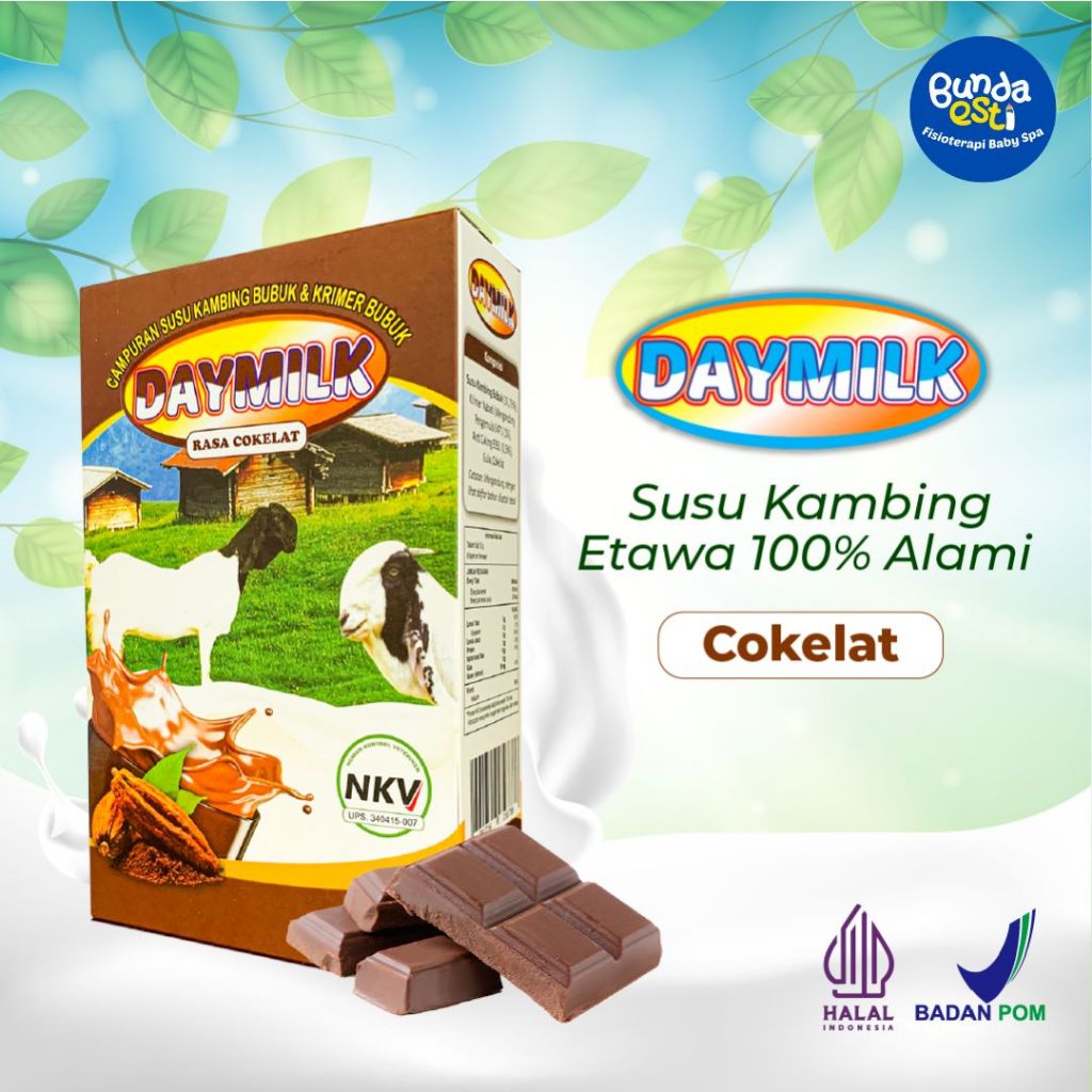 

DAYMILK Susu Kambing Etawa Bubuk Rasa Cokelat, Bantu Atasi Sesak Nafas, Masalah Tulang dan Sendi, dan Menjaga Imun Tubuh, 200 ml, Halal BPOM