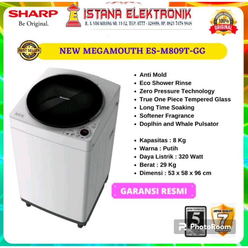 SHARP MESIN CUCI AUTO ES-M809T-GG