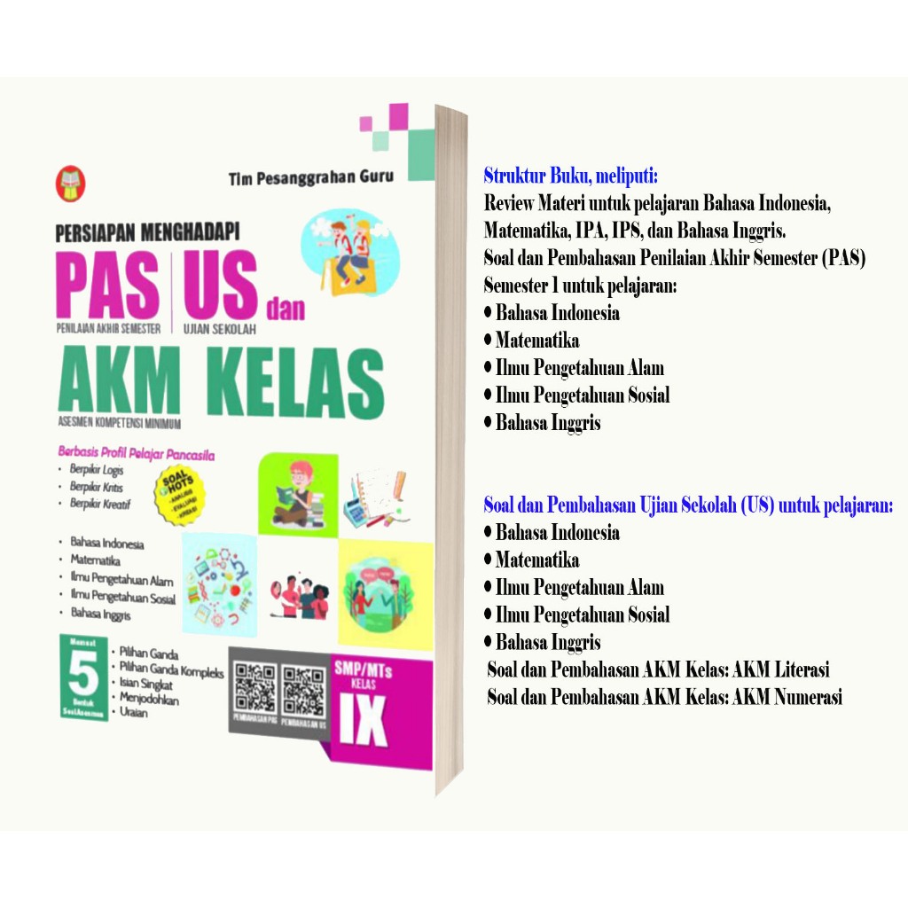 BUKU PERSIAPAN MENGHADAPI PAS, US, DAN AKM KELAS UNTUK SMP/MTs KELAS 9/IX