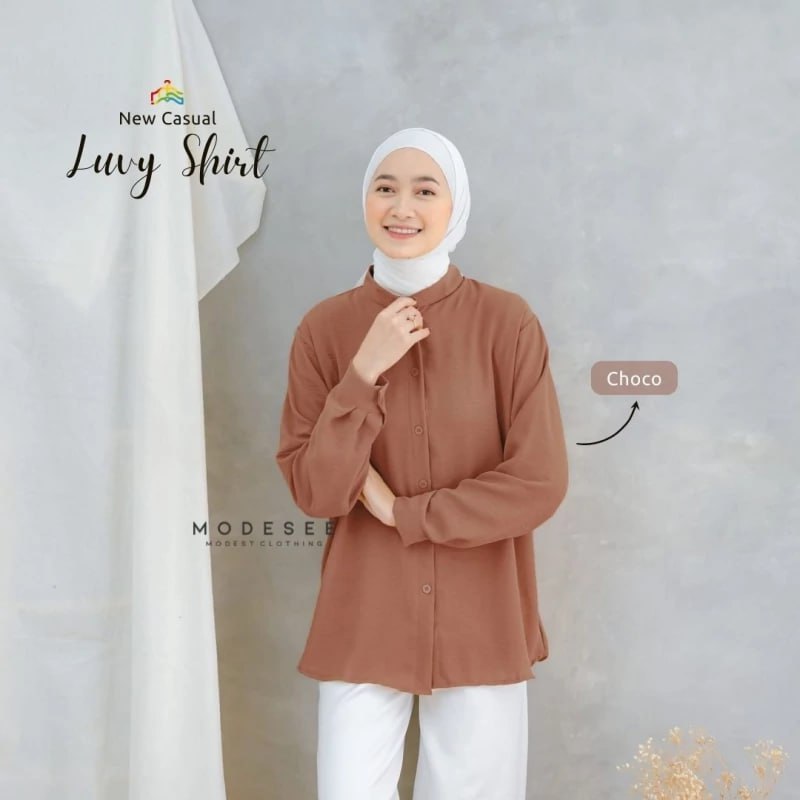 Baju Wanita Lengan Panjang Luvy Shirt/Baju Wanita Dewasa Lengan Panjang/Kemeja Kantor Wanita/Kemeja 