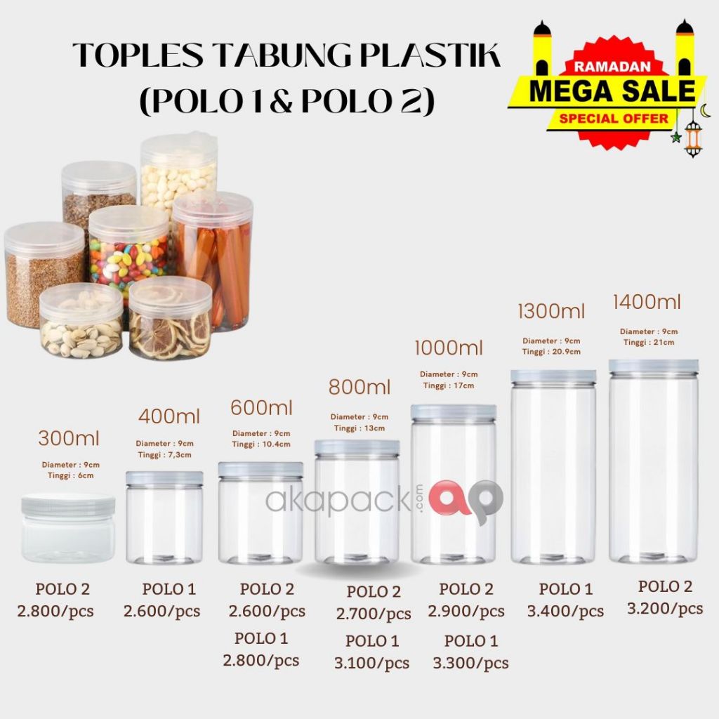 Toples Silinder 600ml | Toples Tabung Kue Kering