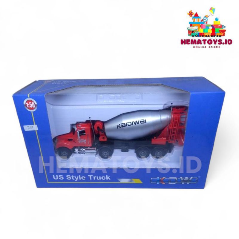 Diecast Construction Truck Car 1:50 Kaidiwei Miniatur Mobil Alat Berat Truk Molen Truck Mixer Besi A