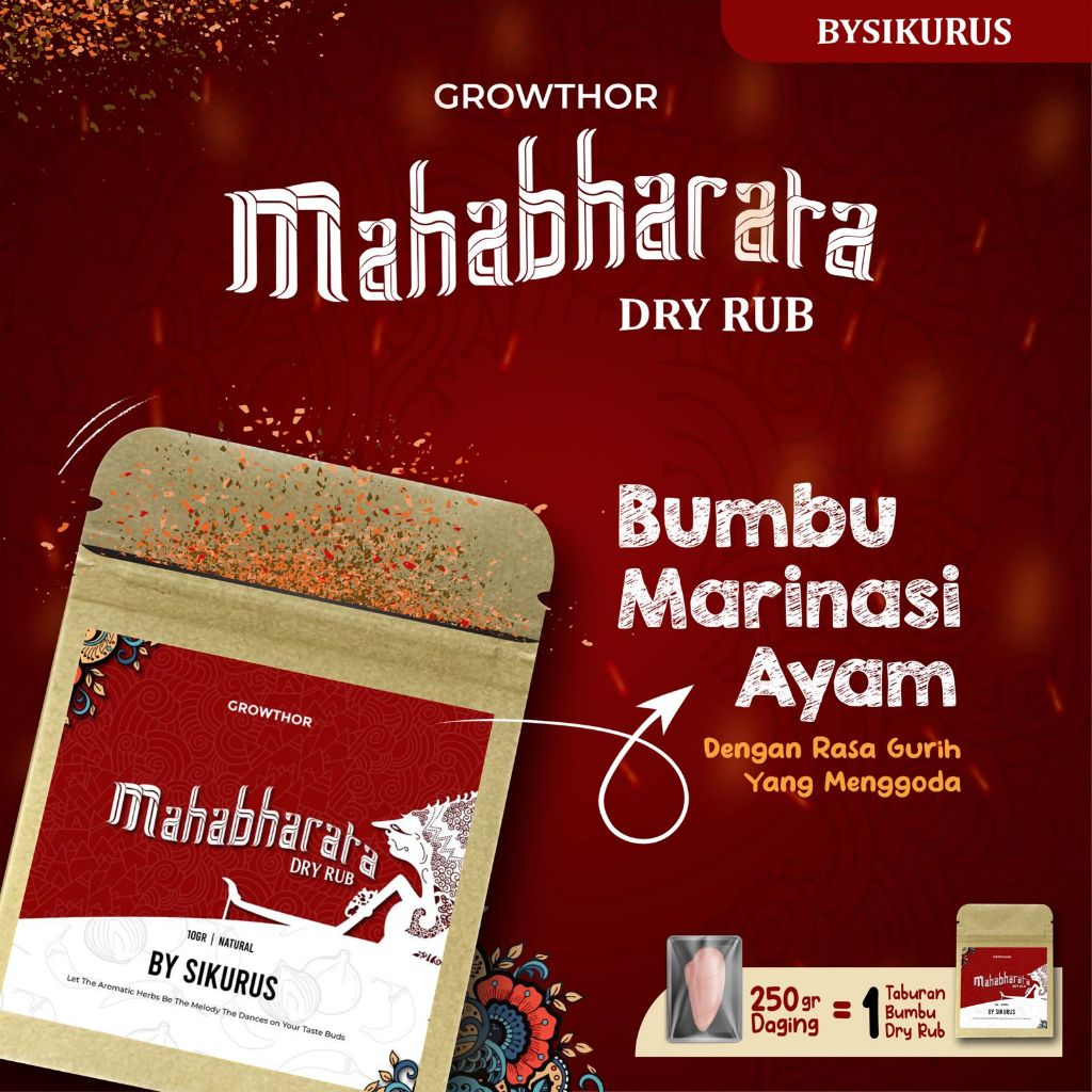 

Growthor Mahabharata Dry Rub Bumbu Marinasi Serba Guna Rendah Kalori Rendah Lemak 10 Gr