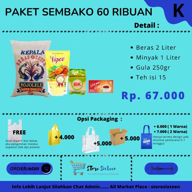 

Paket Sembako Murah Simpel 60 Ribuan K / Paket Sembako Murah By Storesixteen