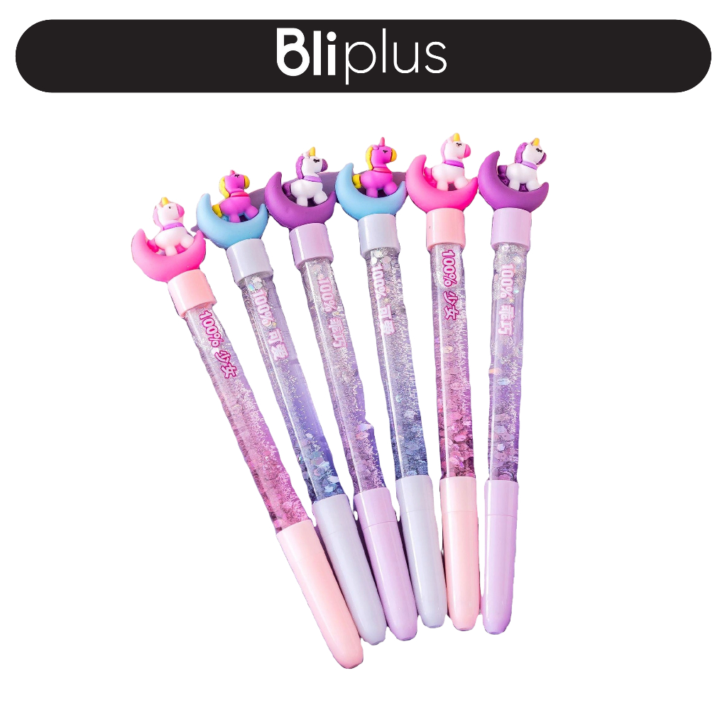 

Pena Karakter 3D Gliter Bunny 0.5 mm Lucu Black Ink Gel Pulpen Pastel ATK016