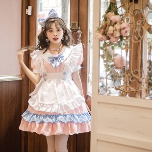 CC-101 maid lolita pastel pink biru cosplay costume kostum pelayan anime wanita jepang