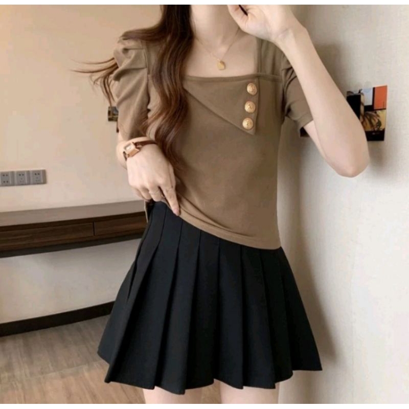 Seoul blouse Tshirt wanita button