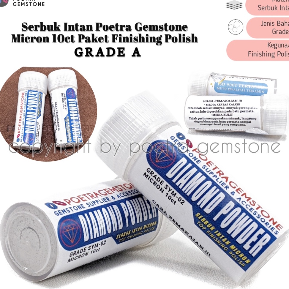 Serbuk Intan Paket Gosok Poles Finishing Poetra Gems Stone PGS Diamond Powder 1ct Grade A ART B7Z4