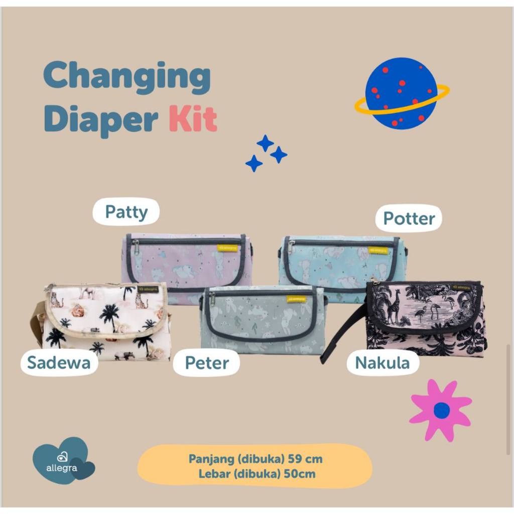 Allegra Changing Diaper Kit Alas Ganti Pampers Besar Tebal Lucu Anti Air